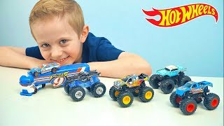 Чудо Машинки для детей ХотВилс Монстер Трак и Машина Дальнобойщика - Hot Wheels Monster Jam