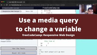Use a media query to change a variable (Basic CSS) freeCodeCamp tutorial