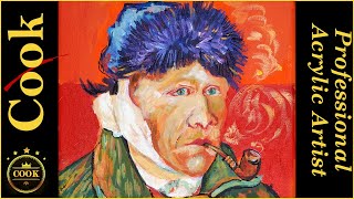 Colorful Acrylic Portrait of Vincent Van Gogh  Easy Guided Step by Step Tutorial