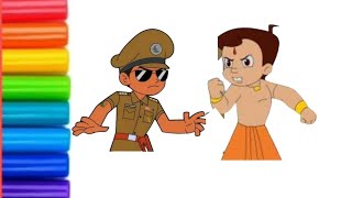 Little 😎 singham and 😁 chhota bheem drawing | chhota bheem drawing | little💙💕💚❤ singham drawing