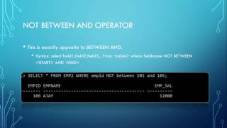 NOT BETWEEN AND Option With Select Command, SQL Basics Tutorial - 24,