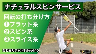 【テニス】ナチュラルスピンサービス「回転の打ち分け方（フラット・スピン・スライス）」テニスはねちんチャンネルvol.40