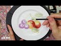 【porcelain painting】ロイヤルウースターのフルーツを描く ２（全４回）：フルーツの赤い色のグラデーションのは？。　　　食器をおしゃれ・素敵に！