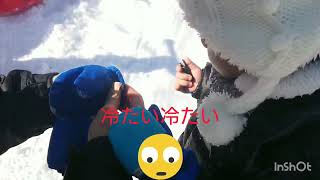 2歳児ソリ遊び雪遊び満喫