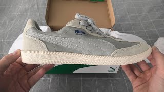 Puma Super Liga OG Retro Sneakers. Limestone-peacoat. Up-Close Silent Review And On Feet Demo.