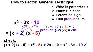 ALGEBRA \u0026 PRE-ALGEBRA REVIEW: Ch 1 (44 of 53) How to Factor: General Technique