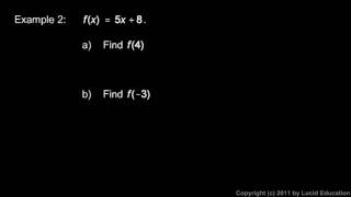 Algebra 2 2.01d - Function Notation