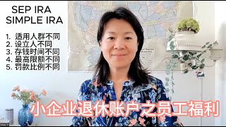 【SEP IRA/SIMPLE IRA】美国退休金 - 小企业账户 - 税上好处/员工福利