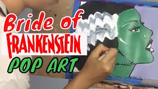 Bride of Frankenstein Pop Art | Easy Painting Tutorial Monsters Halloween