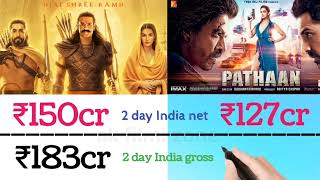 ADIPURUSH vs PATHAN movie 2 day India worldwide collection #boxofficecollection #adipurush #pathan