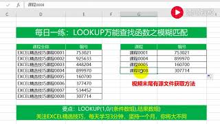 【Excel精选技巧】EXCEL每日一练：LOOKUP万能查找套路之模糊匹配