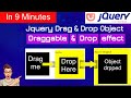 Coding jquery ui drag and drop effect on box object|jquery drag and drop effect|draggable |droppable