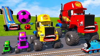 TRANSPORTING PIXAR CARS \u0026 FRUITS WITH COLORED \u0026 JOHN DEERE vs CLAAS vs TRACTORS - BeamNG.drive #962