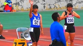 幸地愛佳さん(三和中3年)　共通女子100m決勝７位　第58回沖縄県中学校陸上競技大会　H28.10.15　石垣市中央運動公園陸上競技場