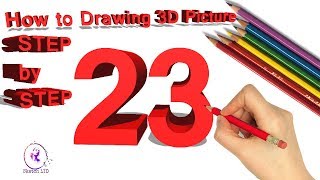 How To Draw 3d Number 23 Step by Step/How to Draw a 3D Ladder - Trick Art For Kids