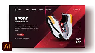 How To Make Modern Landing Page Design | Sport | Adobe Illustrator Tutorial