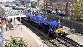 DB Cargo UK 66005 powers away from Aylesbury on a HS2 Material train with 66044 trailing 25/04/23