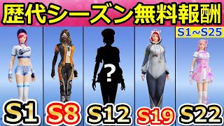 【荒野行動】もう手に入らない歴代シーズン報酬！幻の激レア衣装！シーズン1～シーズン25！過去のバトルパスシーズン報酬！（バーチャルYouTuber）