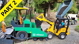 Roundabout construction, RC excavator Scale Hitachi ZX135 US Rototilt R4, Voegele Finisher.  Part 2