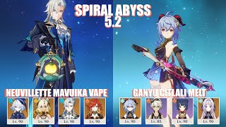 C0 Neuvillette Mavuika Vaporize \u0026 C0 Ganyu Citlali Melt | Spiral Abyss 5.2 | Genshin Impact