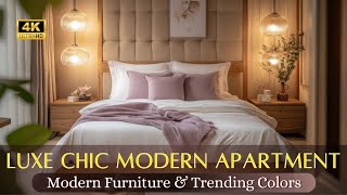 Luxury Every Detail: Chic Modern Furniture with Soft Natural Elements & Trending Colors in Apartment