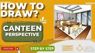 How to draw canteen perspective | two point perspective canteen