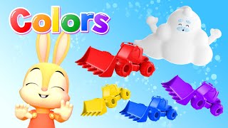 🌈Learn colors with Vehicle: Bulldozer | Rainbow Cloud | Hogi & Pinkfong Colors for kids