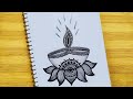 How to draw a Diya ll Mandala Art ll Diwali Drawing