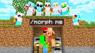 Minecraft Manhunt (1v3) But I Secretly Used MORPH MOD...