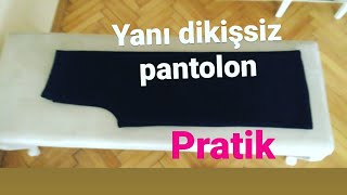 Yanı dikişsiz bol paça pantolon