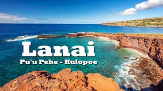 Sweetheart Rock \u0026 Hulopoe Beach | Stunning Aerial Views of Lanai, Hawaii (4K Drone Footage)