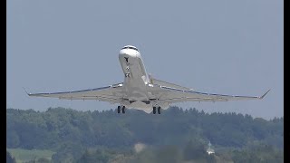 4K | Global 7500 - Bombardier Inc. take of at EDMO-Oberpfaffenhofen Airport | 03.2021