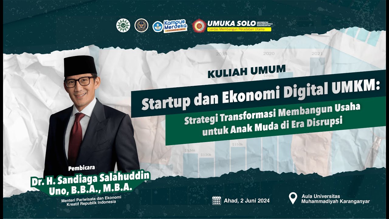 🔴 [ LIVE ] Kuliah Umum UMUKA SOLO Bersama Dr. H. Sandiaga Salahuddin ...