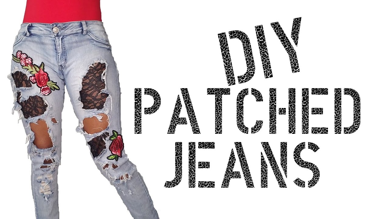 DIY How To Patch Distressed Jeans - YouTube