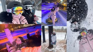 Girls ski/￼tubing trip⛷️🩷❄️Rate 10/10 #ski #bluemountains #girlstrip #skioutfit #fun #memories