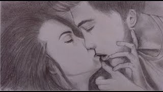 How to draw Pencil Sketch of Kissing Couple\\How to Draw kissing Drawing\\My Chitrakala