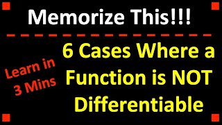 Memorize This! 6 Cases Where the Derivative Does Not Exist in Calculus!