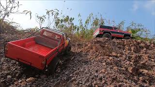 Traxxas Slash ultimate first run, TRX 4s crawling and one unknown Toyota Hilux