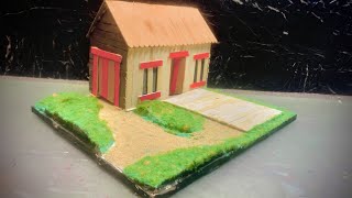 Mini diorama house | ice cream sticks miniature house | craft house | school model | make a house