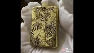 Zippo Lighter Pure Copper Carved Armor Bruce Lee Kerosene Lighter