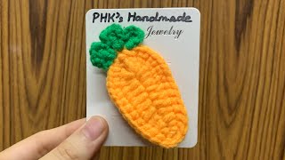 How to Crochet Carrot Hair Clips 🥕မုန်လာဥနီကလစ်ထိုးနည်း ၁၄ #crochet #carrot #radish #hair clip