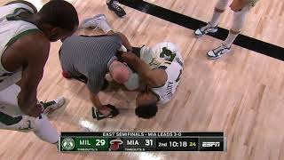 Giannis Antetokounmpo Ankle Injury - Game 4 | Bucks vs Heat | September 6, 2020 NBA Playoffs
