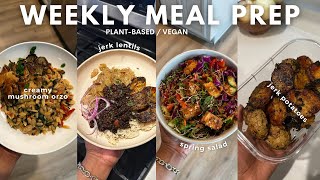 meal prep with me (vegan/plant-based) episode 8 | jerk lentils, rose & pistachio chia pudding, orzo