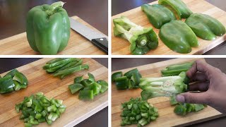 Bell Pepper Cutting Trick | How to Cut A Bell Pepper | Dice,Julienne,Baton-Cutting Tips \u0026 Tricks DIY