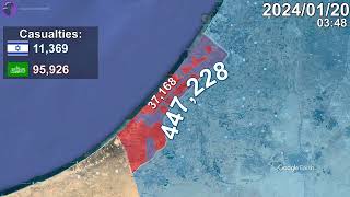 Israel-Hamas War: Every Day to February Mapped using Google Earth