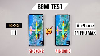 iQOO 11 vs iPhone 14 Pro Max Pubg Test, Heating and Battery Test | Shocked 😱