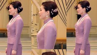 ฉลองพระองค์ชุดไทยพระราชนิยมแบบไทยจิตรลดา #ผ้าไหมยกดอกลำพูน #ลายกลีบผกา #สีดอกตะแบก (สีไทยโทน)