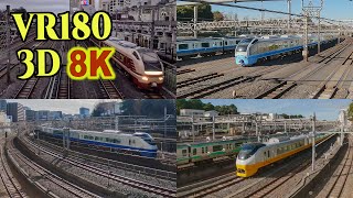 [8K60P 3D VR180 ] 年末年始の上野東京ライン（E653系70/71編成、E657系リバイバルカラー）Express trains on most congested railway