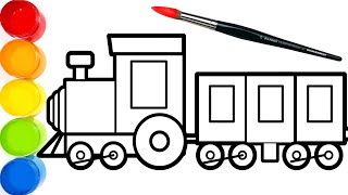 How-to-draw a Train an Engine . Simplest Drawing and Coloring Pages | Bonbon Toy Art