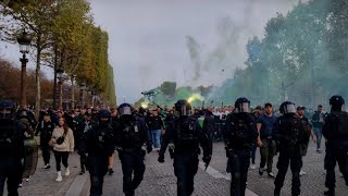 Les supporters du Maccabi Haïfa défilent sur les Champs-Élysées avant leur match contre le PSG ⚽